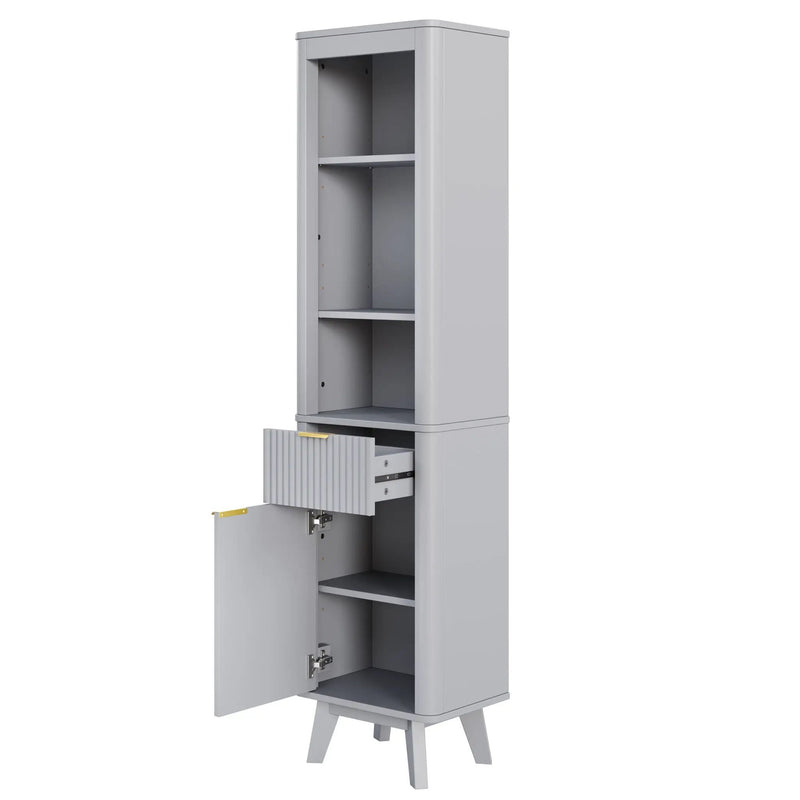 Tall Bathroom Storage Cabinet With Adjustable Shelves And 1 Drawer & Door by HouseOfZazla