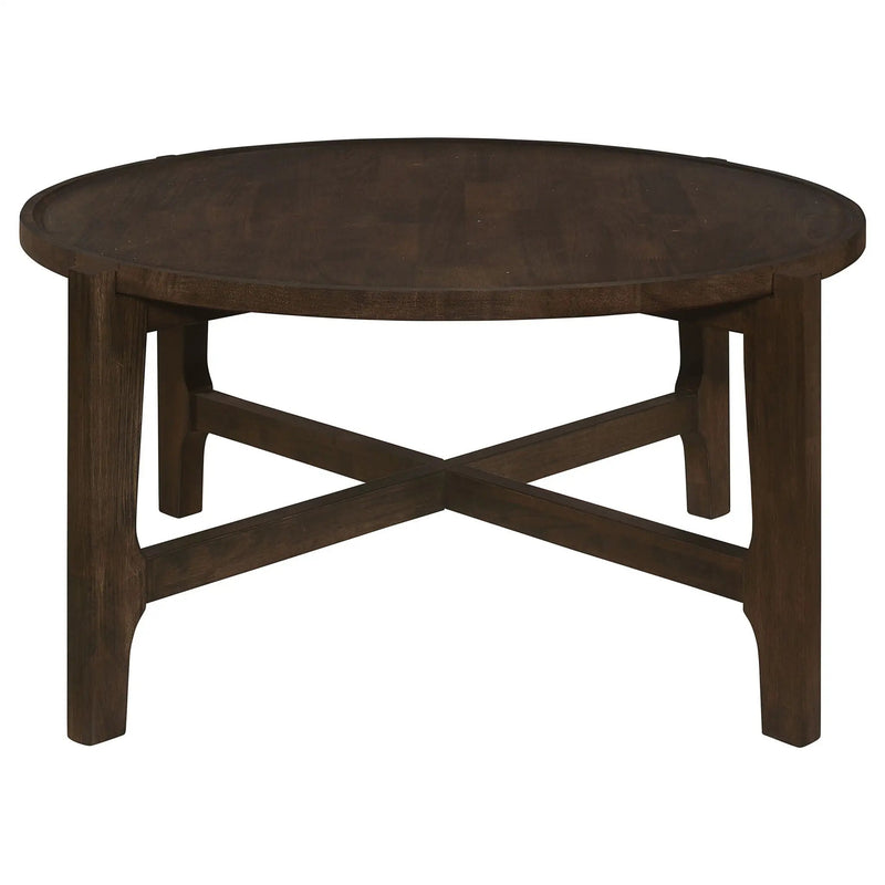 Cota Round Solid Wood Coffee Table Dark Brown by Unique Piece Furniture