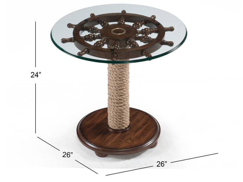 Beaufort - Round Accent Table With Base And Glass Top - Dark Oak, photo 2 of 2