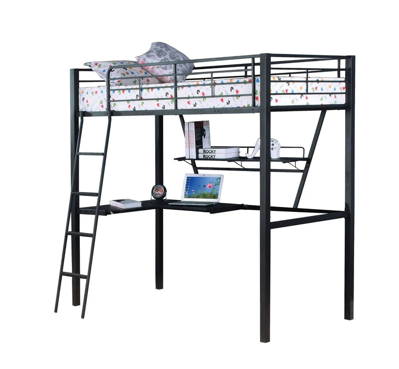 Senon - Twin Loft Bed With Desk - Black / Silver by Unique Piece Furniture