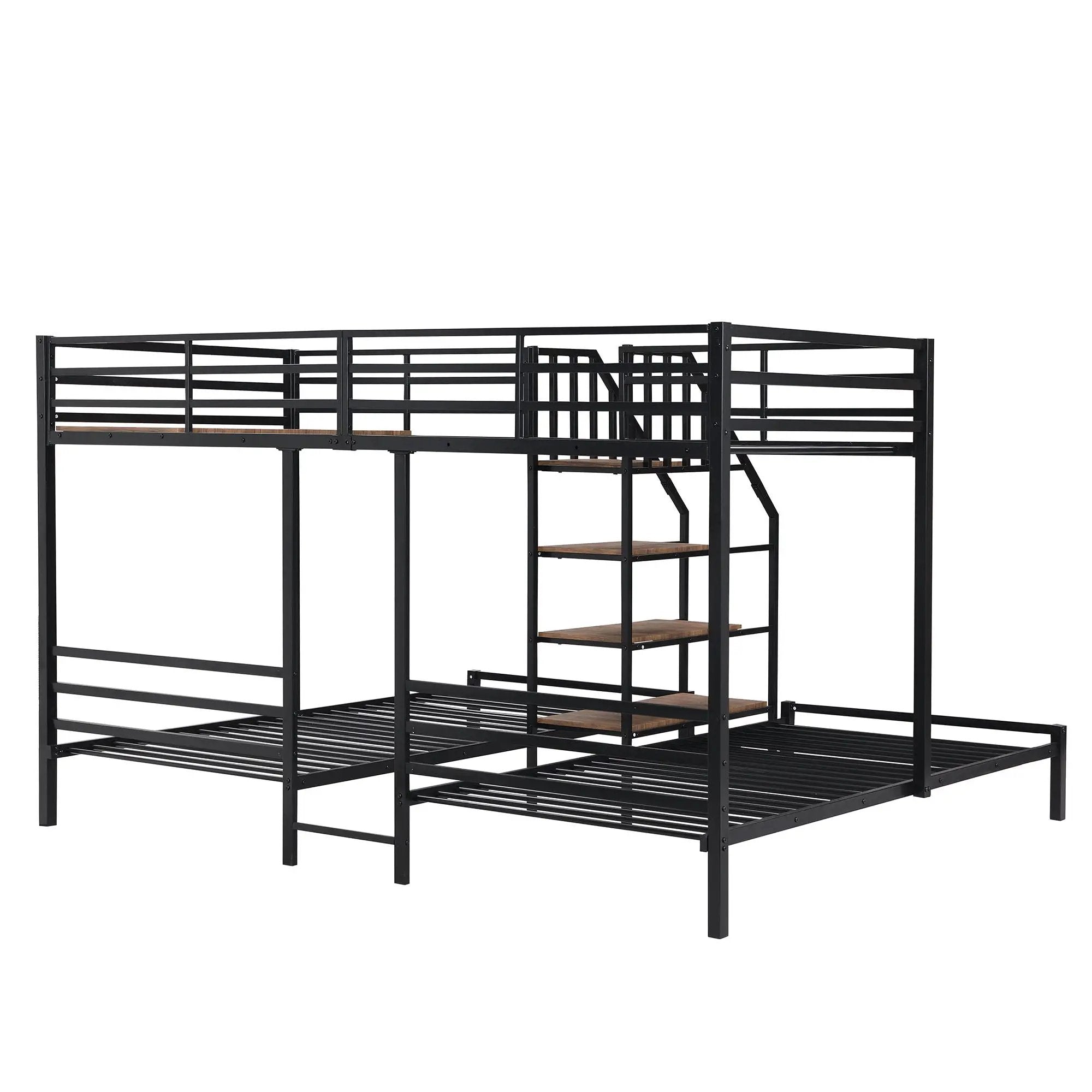 Metal Bunk Bed With Storage Shelves Staircase by HouseOfZazla