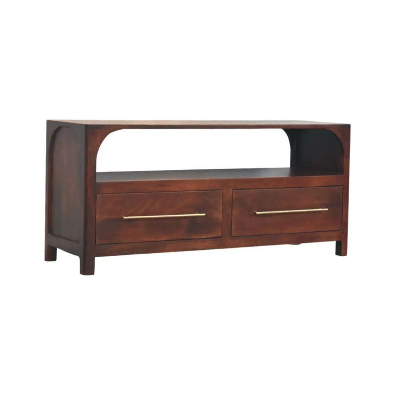 Solid Wood Arched Edge 2 Drawer Media Unit by HouseOfZazla