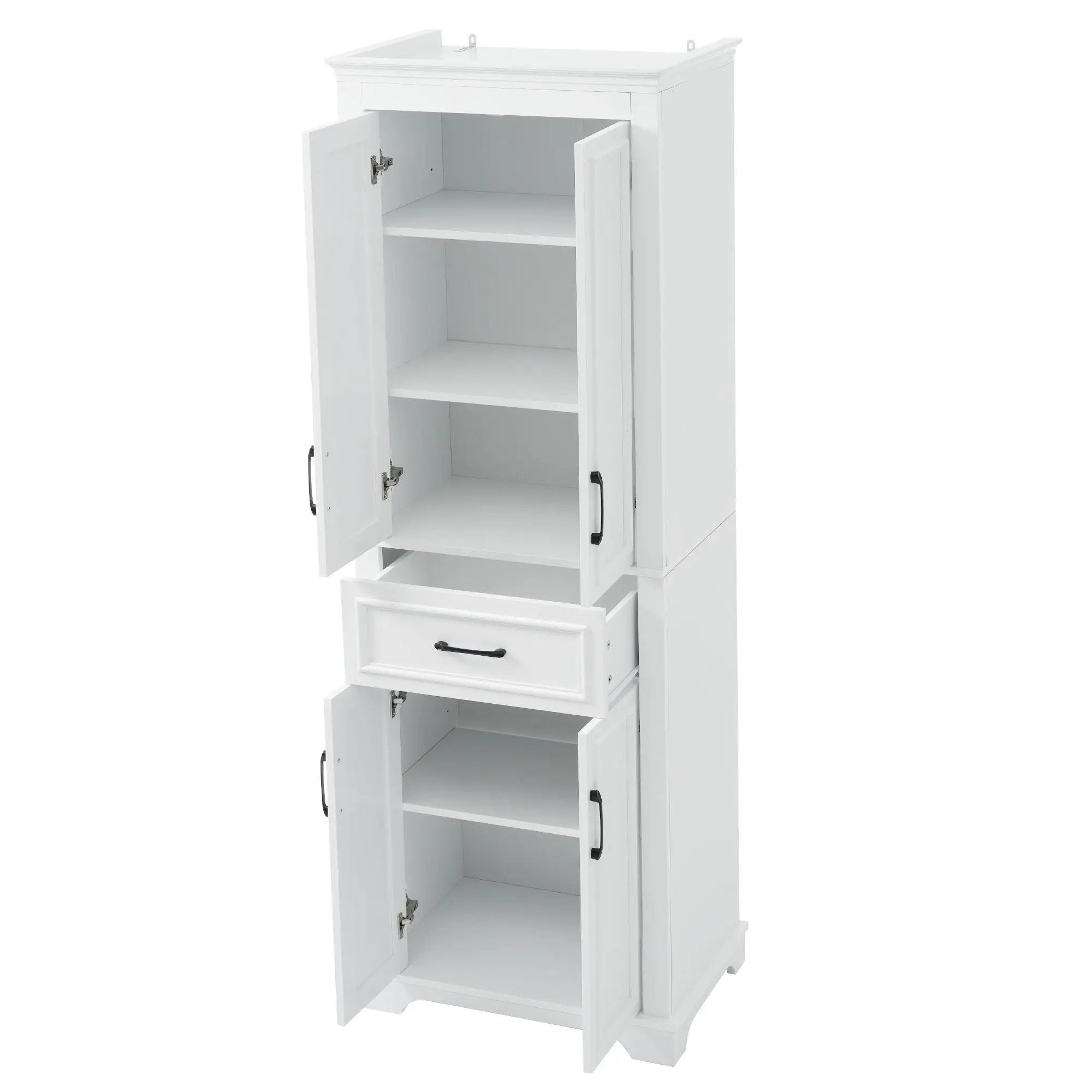 Freestanding Bathroom Vanity, Elegant Design With 4 Doors & 1 Drawer, Adjustable Shelves, Damping Hinges - White by HouseOfZazla
