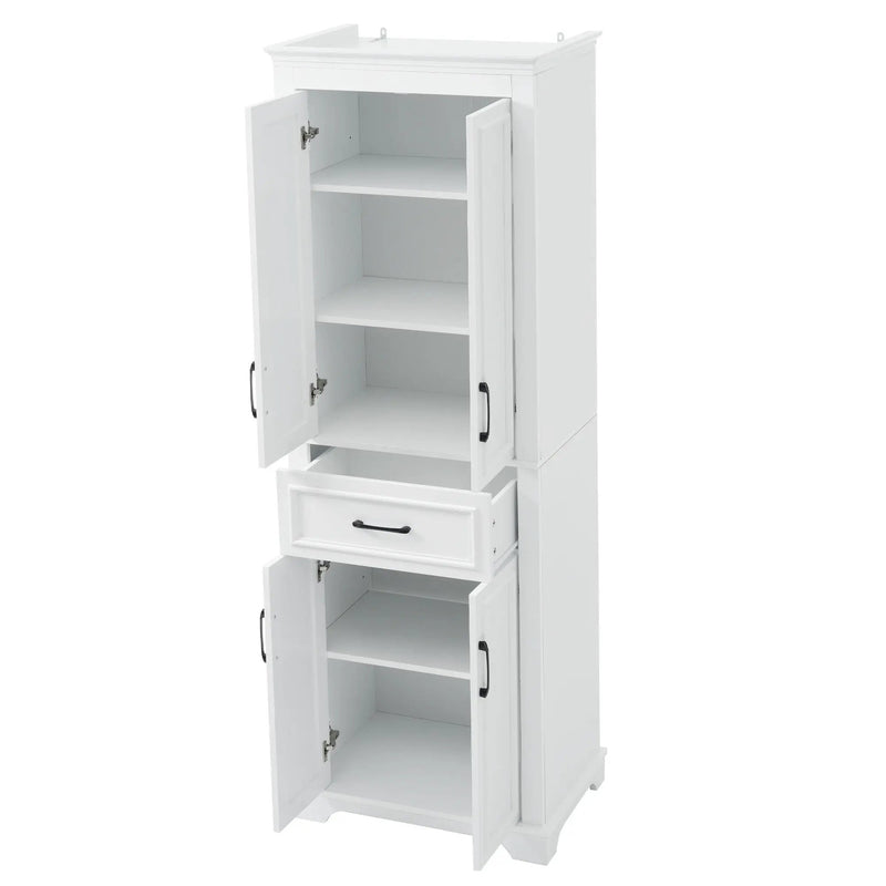 Freestanding Bathroom Vanity, Elegant Design With 4 Doors & 1 Drawer, Adjustable Shelves, Damping Hinges - White by HouseOfZazla