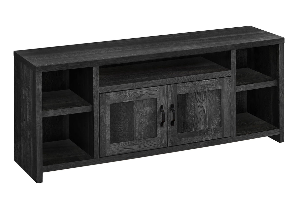 Black TV Stand Console with Storage Shelves - Wood, photo 4 of 4