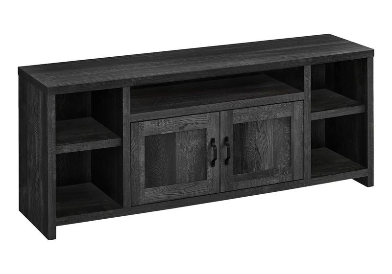 Black TV Stand Console with Storage Shelves - Wood, photo 4 of 4