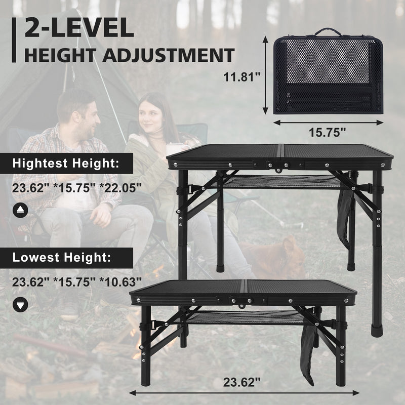 2FT Camping Table with Mesh Desktop, Lightweight & Portable by HouseOfZazla