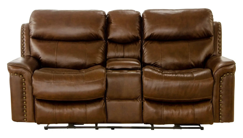 Ceretti - Power Reclining Console Loveseat - Brown Top Grain Italian Leather Match by Unique Piece Furniture
