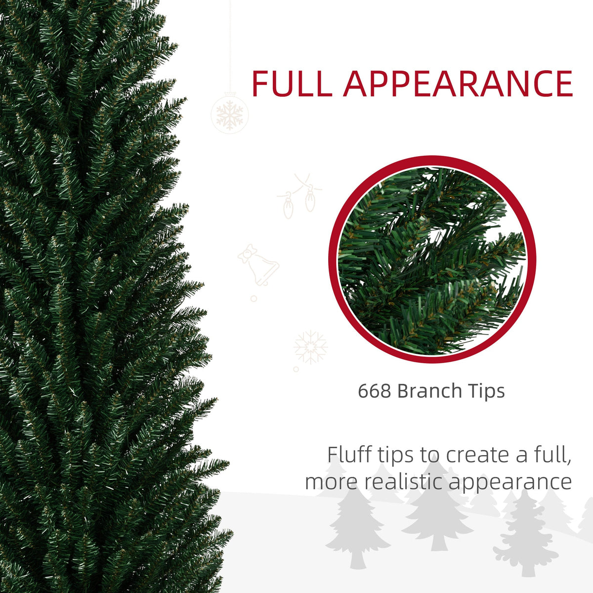 HOMCOM 8ft Tall Pencil Prelit Artificial Christmas Tree, photo 3 of 10