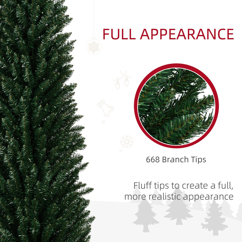 HOMCOM 8ft Tall Pencil Prelit Artificial Christmas Tree, photo 3 of 10