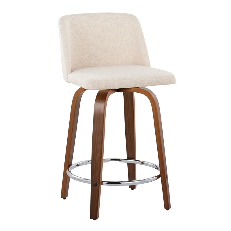Toriano - Mid Century Modern Fixed Height Counter Stool With Swivel With Round Footrest (Set of 2) by HouseOfZazla