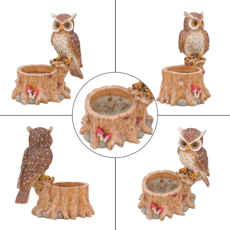 Decorative Owl Garden Planter Pot on Branch by HouseOfZazla