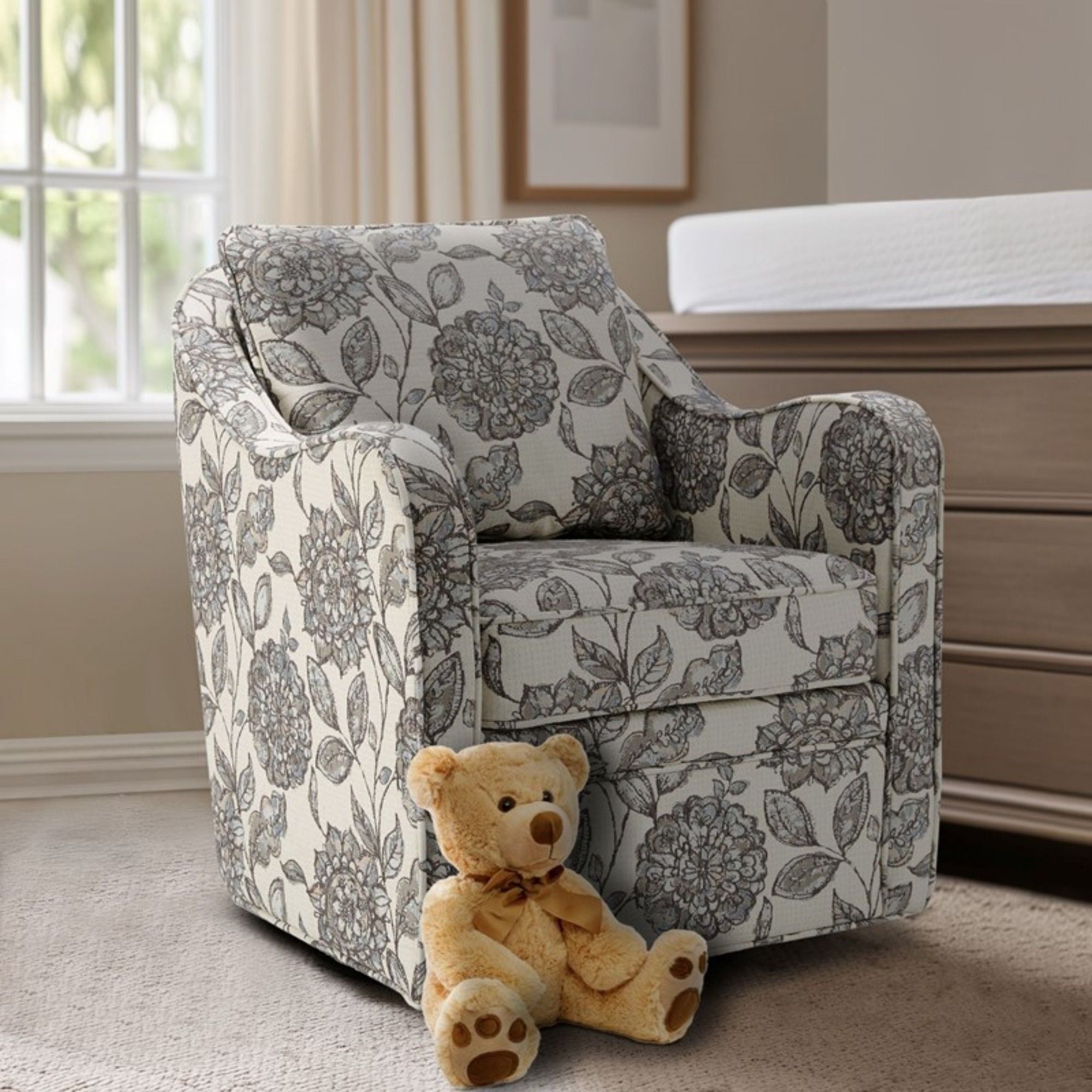 Wide Seat Arm Chair With 360 Degree Rotation by HouseOfZazla
