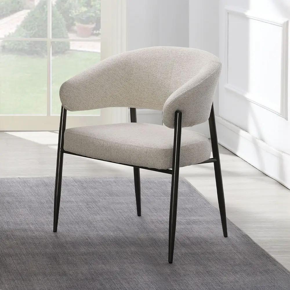 Jirina - Chenille Arm Chair With Metal Legs (Set of 2) - Beige & Black by Unique Piece Furniture