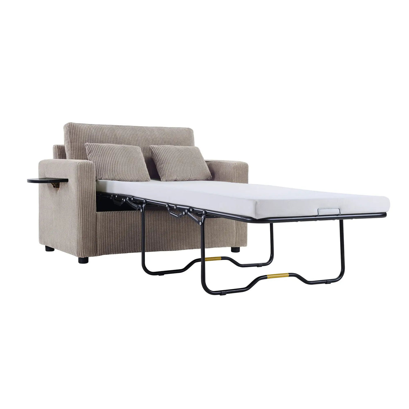 Sleeper Sofa With Foldable Mattress, USB Ports, Side Table & Storage Pocket by HouseOfZazla