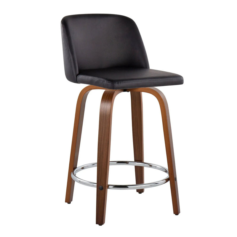 Toriano - Mid Century Modern Fixed Height Counter Stool With Swivel With Round Footrest (Set of 2) by HouseOfZazla