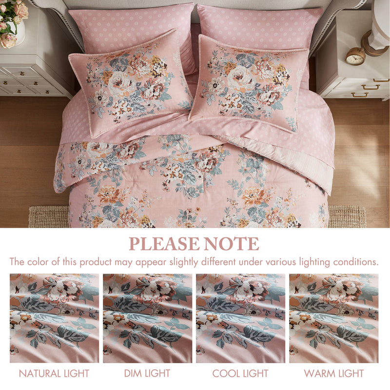 Cal King Floral Print 7-Piece Bedding Set with Comforter - Multi-Color, photo 3 of 10