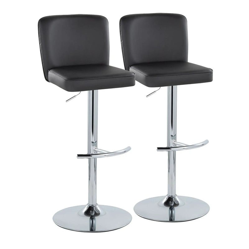 Henry - Contemporary Adjustable Barstool With Swivel & Rounded T Footrest (Set of 2) by HouseOfZazla
