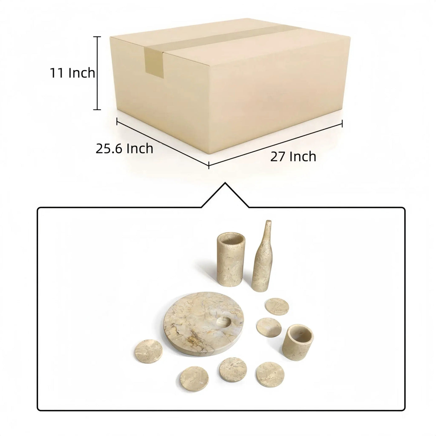 10 Pieces Luxury Natural Marble Dining Room Accessories Set by HouseOfZazla