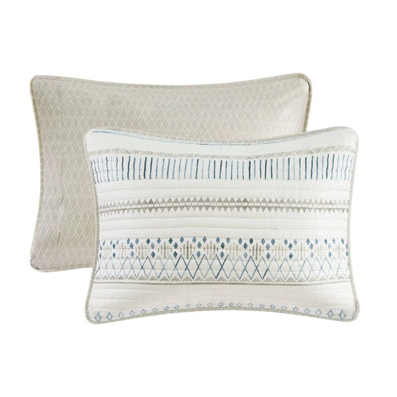 3 Piece Seersucker Quilt Set Taupe Blue King Cal King by HouseOfZazla