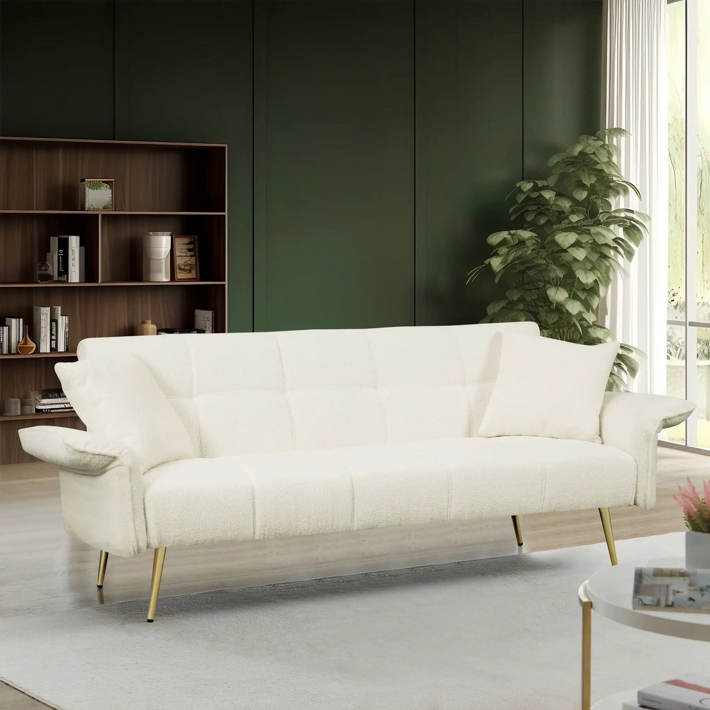 Convertible Double Futon Sofa Bed With Folding Armrests For Living Rooms by HouseOfZazla