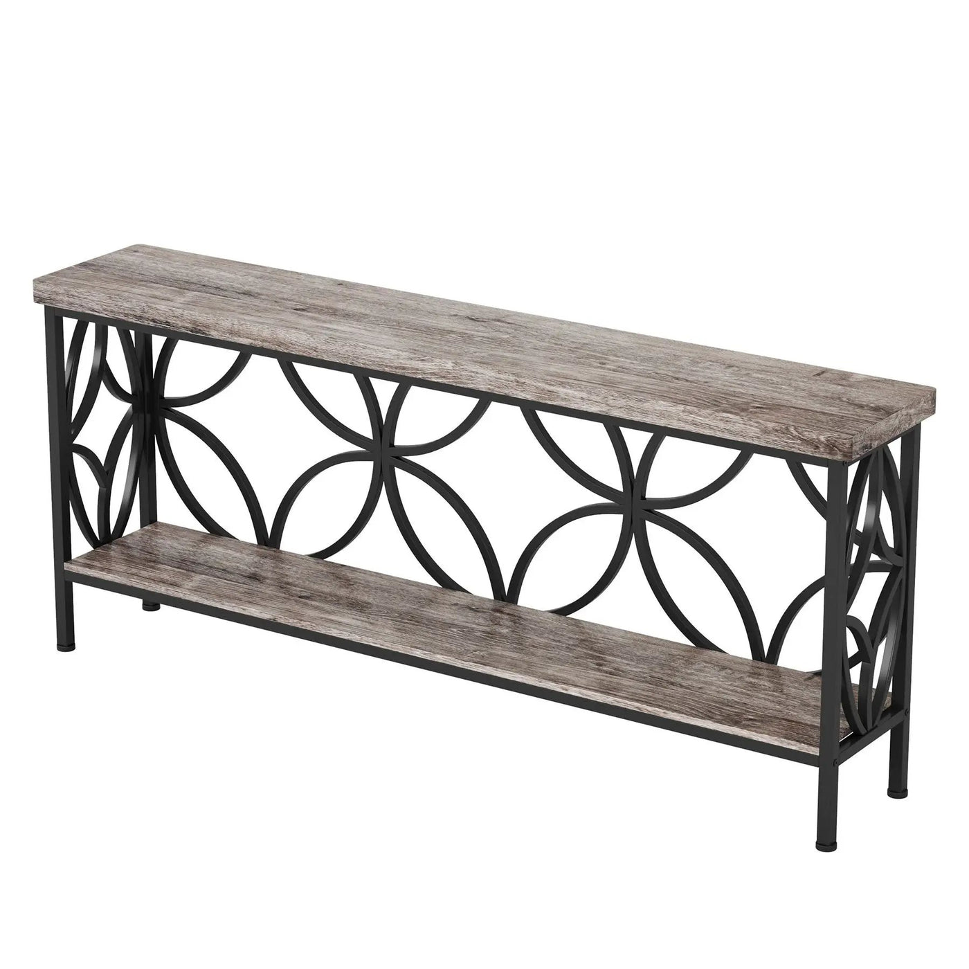 Extra Long Console Table With Open Storage Shelves by HouseOfZazla