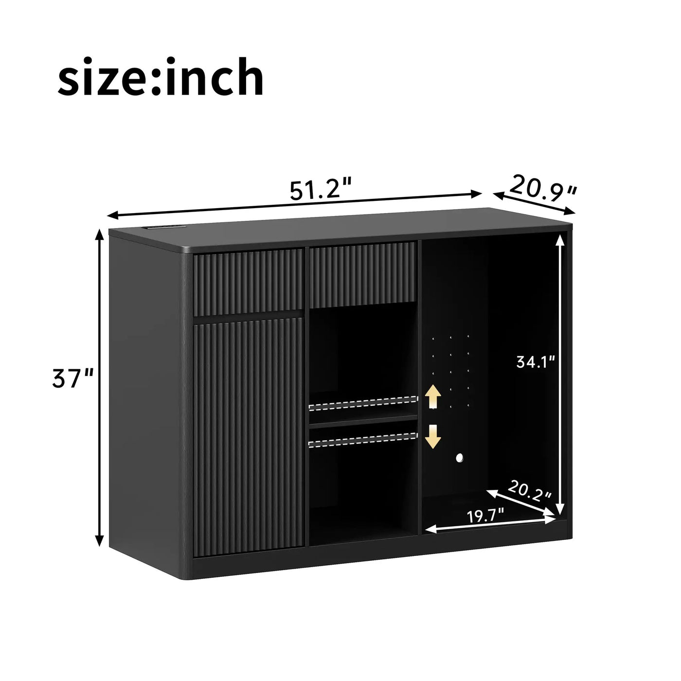 51.2" Modern Fluted Bar Cabinet with Fridge Compartment by HouseOfZazla