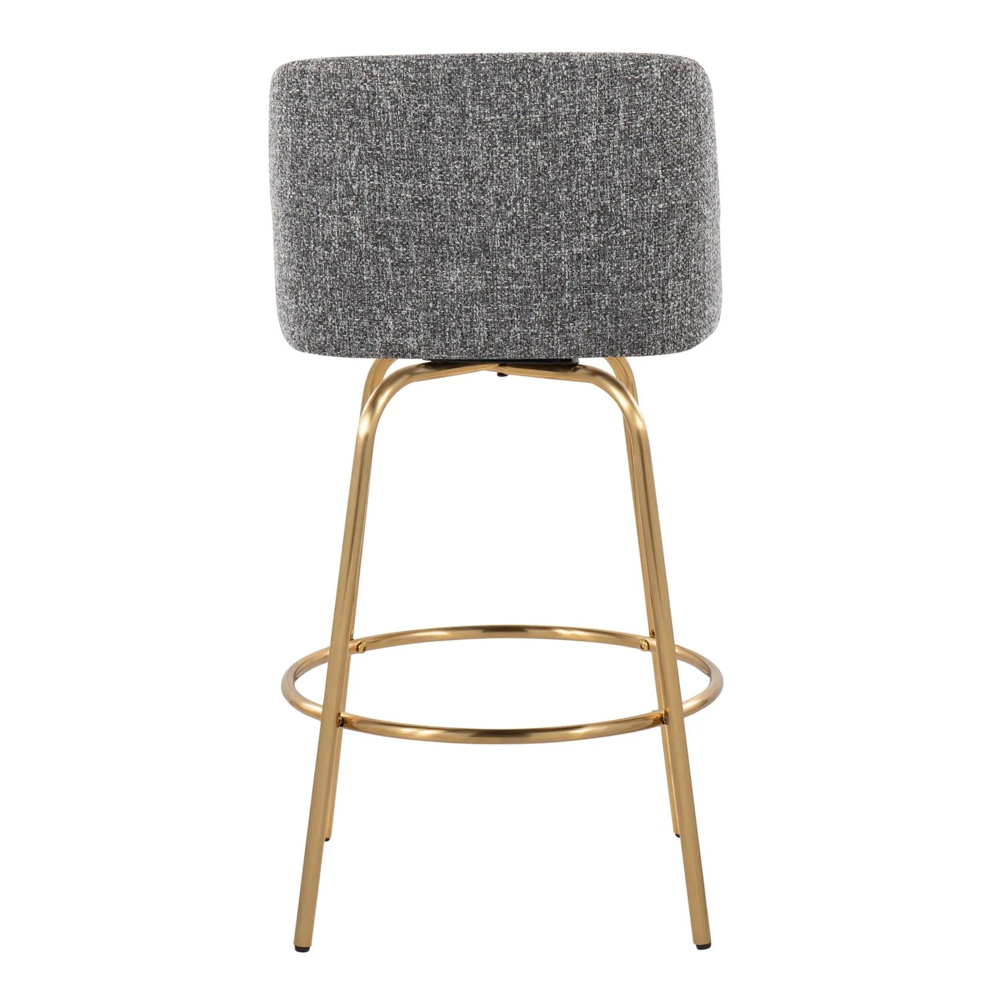 Toriano - Contemporary, Fixed Height Counter Stool With Swivel With Round Footrest (Set of 2) by HouseOfZazla