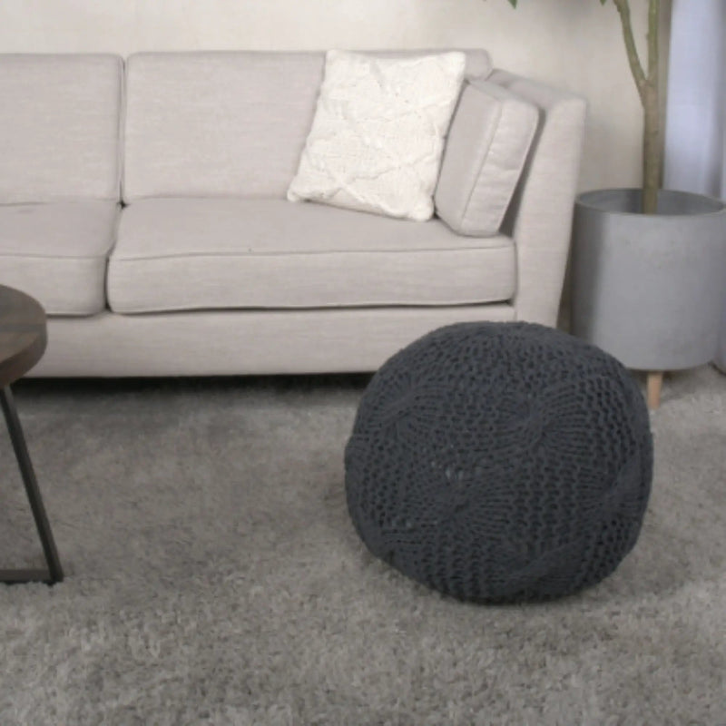 Bordeaux - Knitted Round Pouf by Unique Piece Furniture