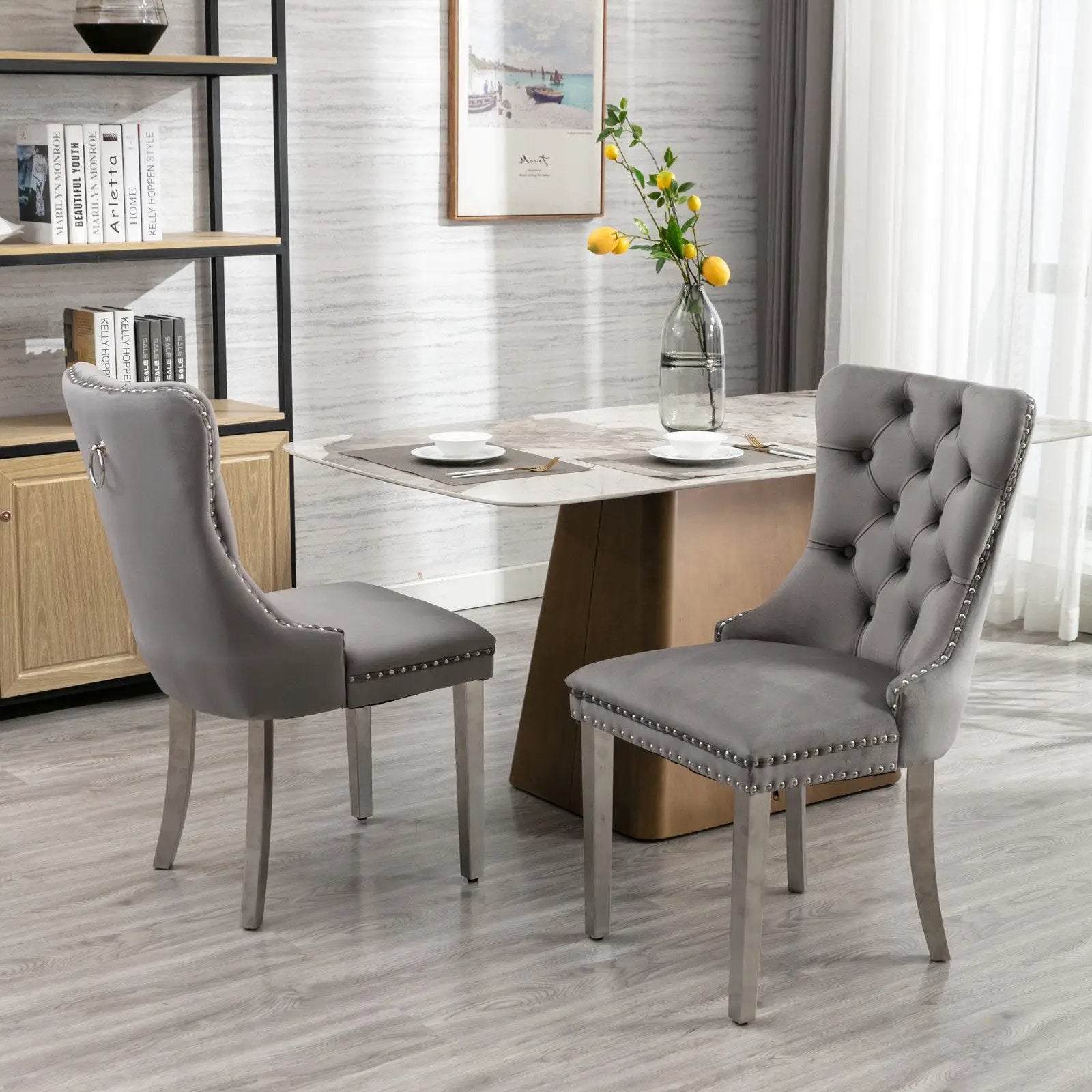 A&A Furniture Nikki Collection Modern Velvet Upholstered Dining Chairs - Set of 2 by HouseOfZazla