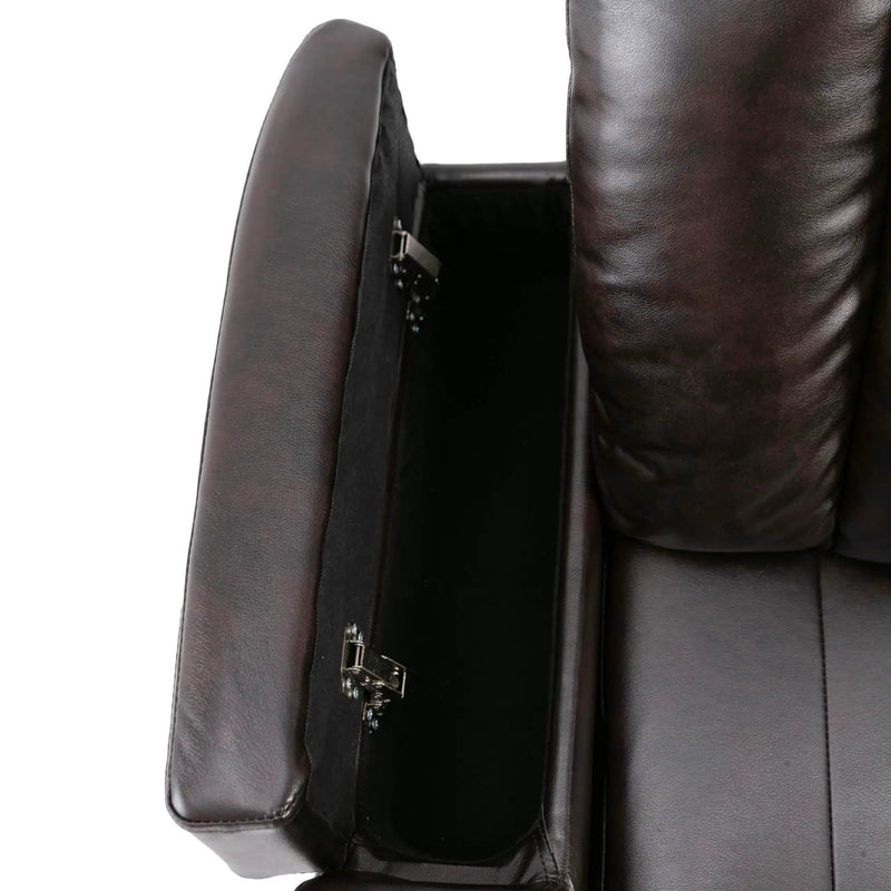 Power Recliner With Storage Arms, Cupholders, Swivel Tray Table And Cell Phone Stand - Brown by HouseOfZazla