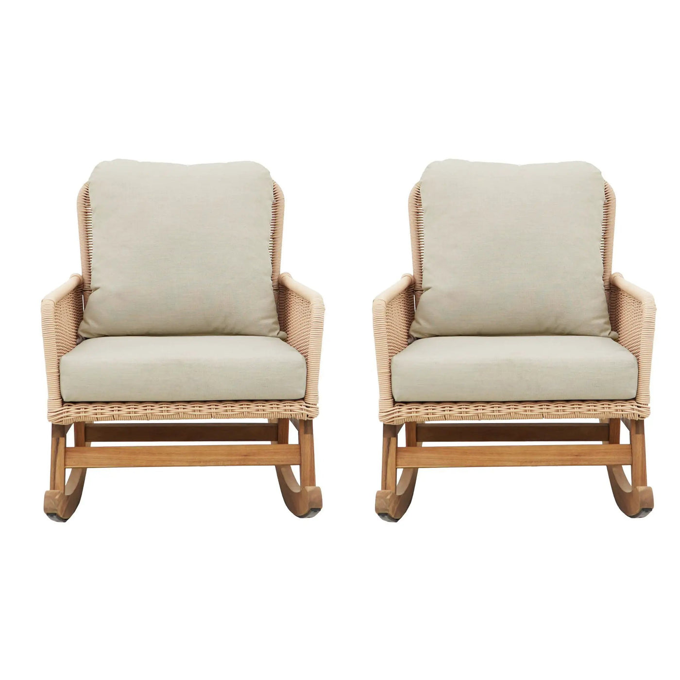 Contemporary Minimalist Wicker Rocking Chair With Soft Cushions And Durable Wooden Frame by HouseOfZazla