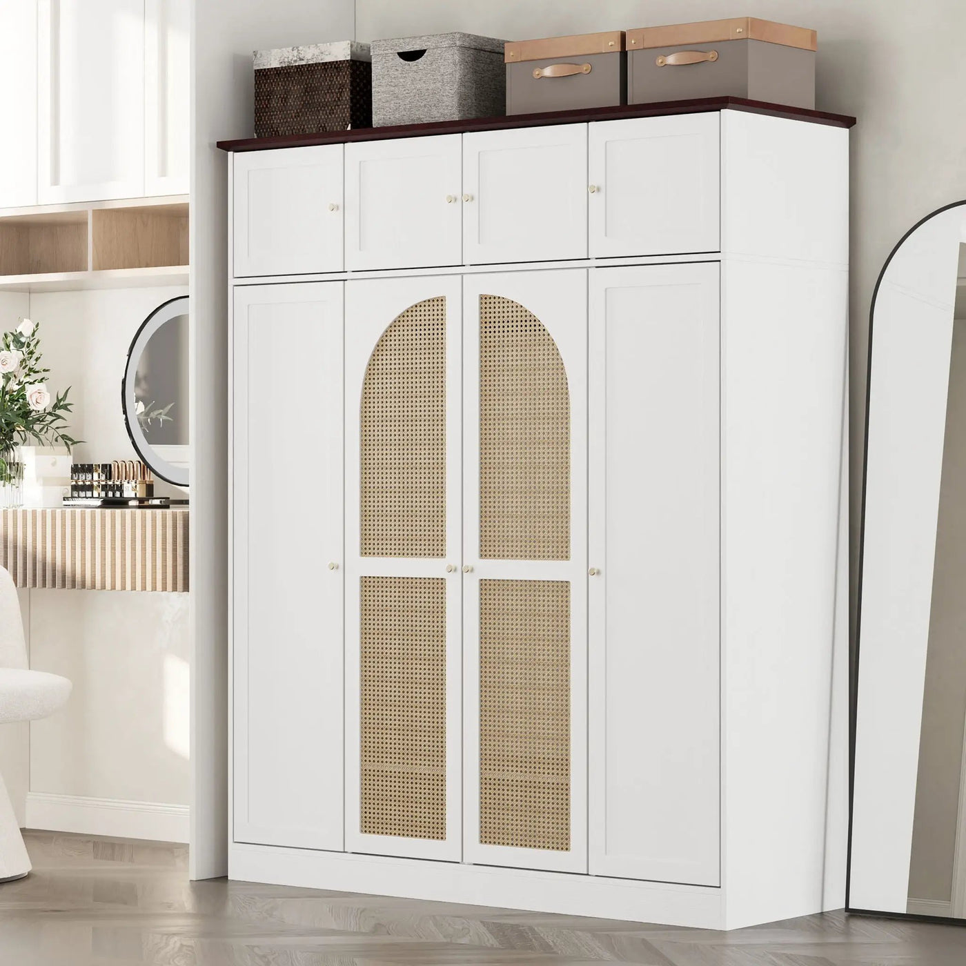8 Door Armoire Wardrobe with Adjustable Shelves and Hanging Rod by HouseOfZazla