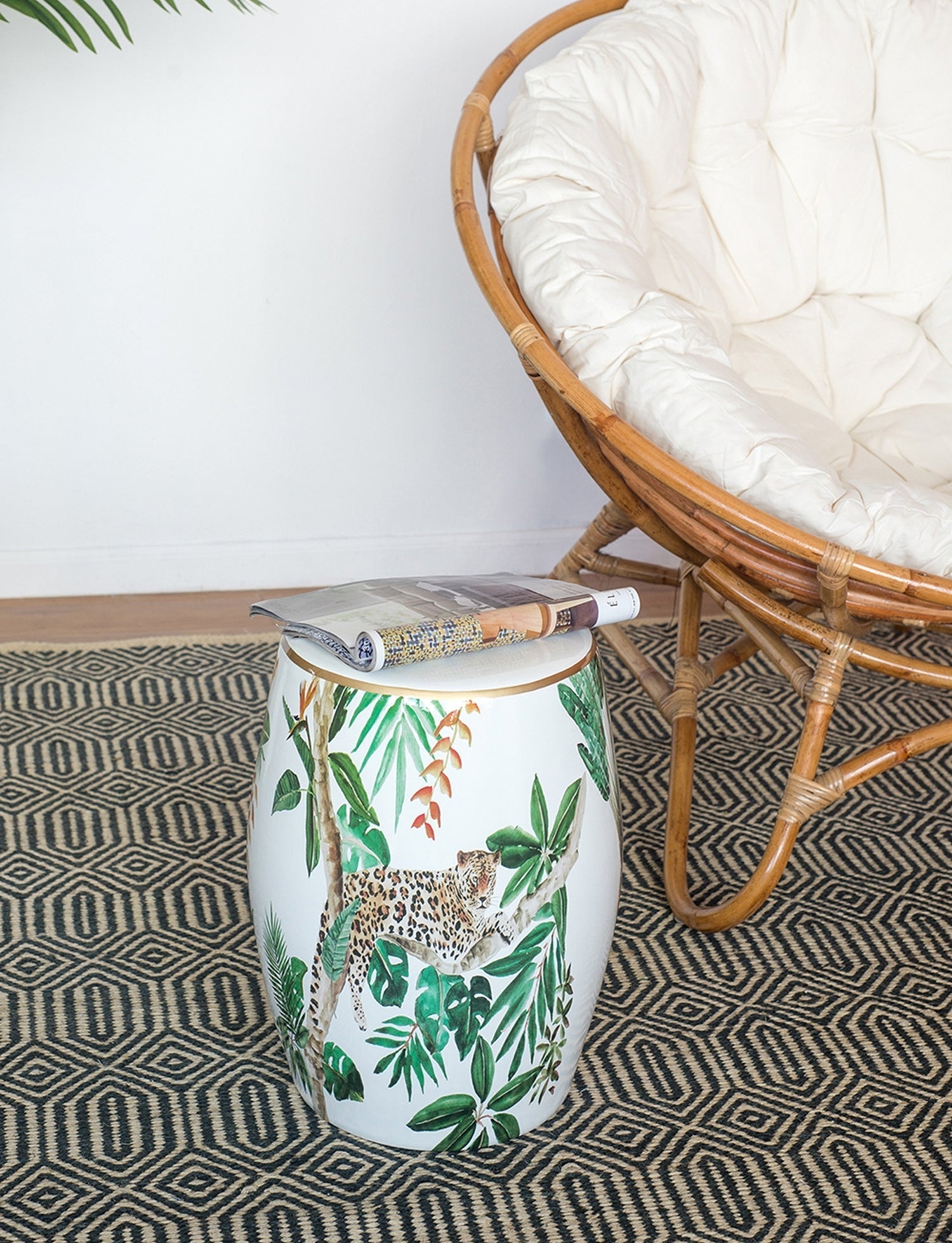 13x13x18 Ceramics Garden Stool Jungle-Themed Accent Side Table by HouseOfZazla