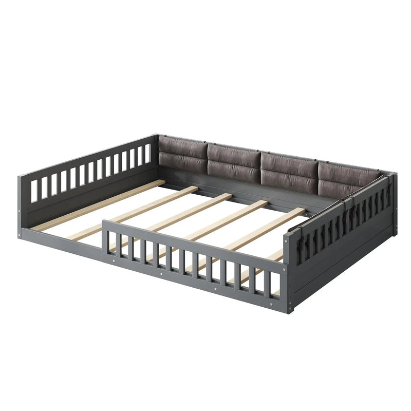 Upholstered Platform Bed With Guardrail And Pillow by Unique Piece Furniture