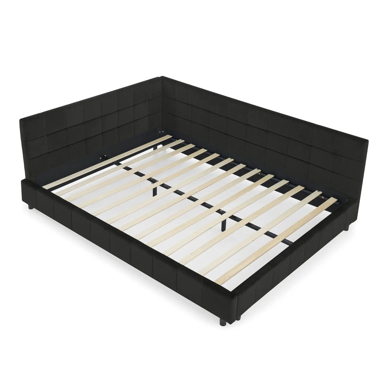 Mid-Century Storage Upholstered Tufted Bed Frame With Backrest And Armrests by Unique Piece Furniture