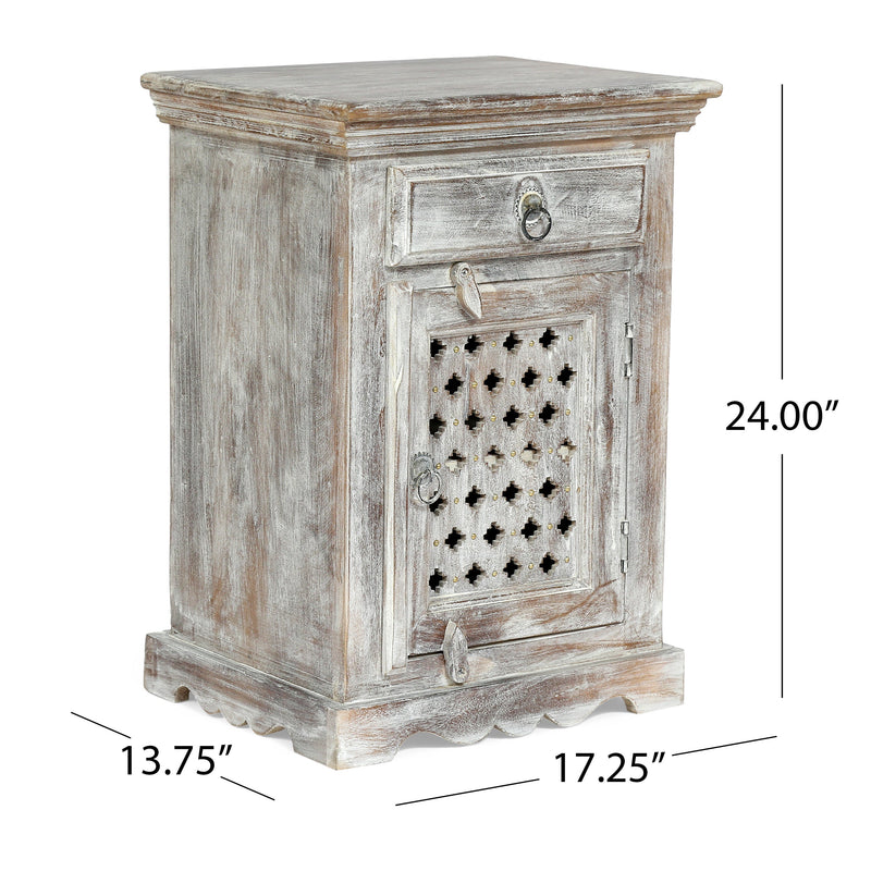 Wooden Nightstand With 1 Drawer 1 Door by HouseOfZazla