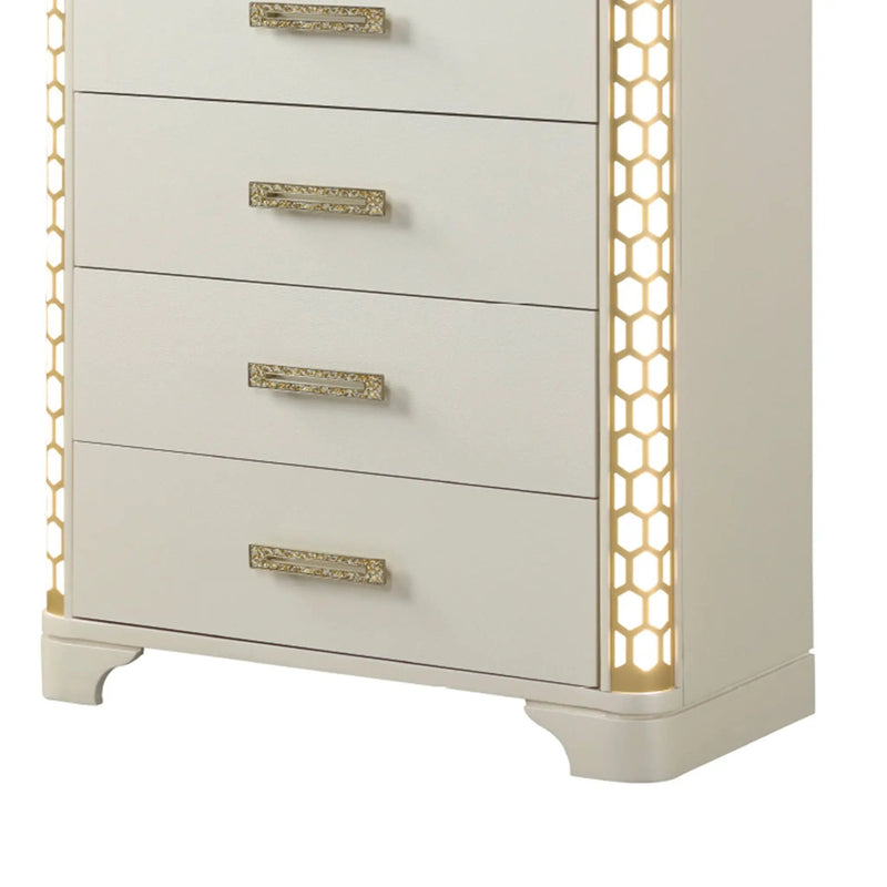 Jasmine - 5 Drawer Chest With Side LED Lightning - Beige