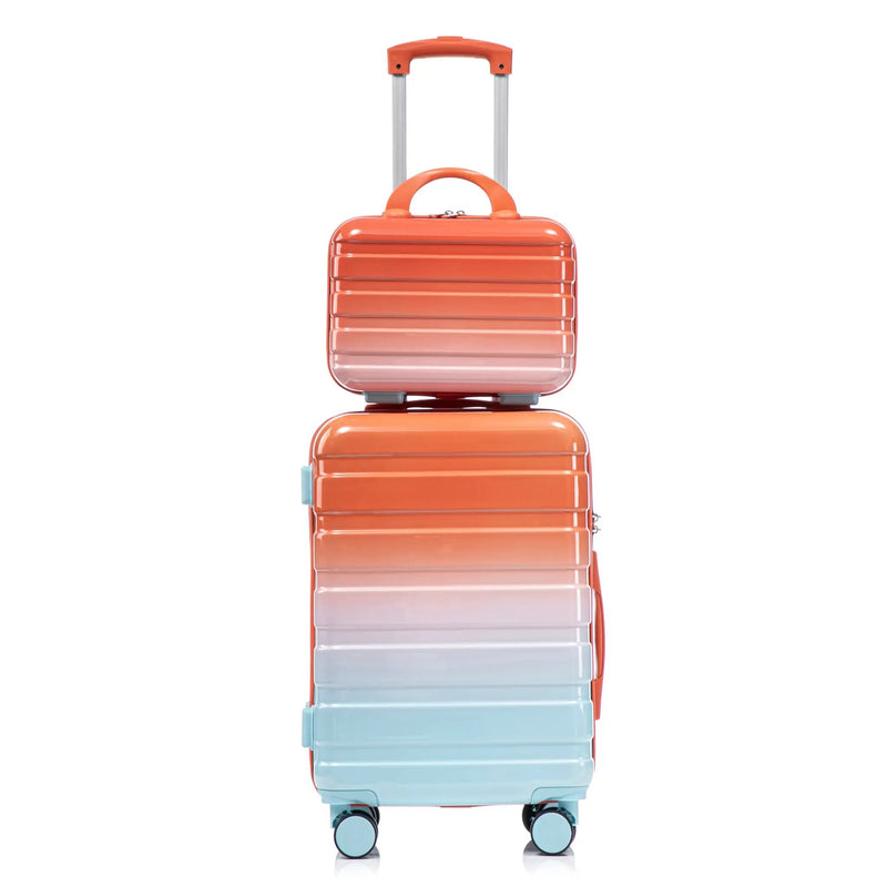 2 Pc PC Spinner Wheel Luggage Set with Gradient Color and Lock by HouseOfZazla