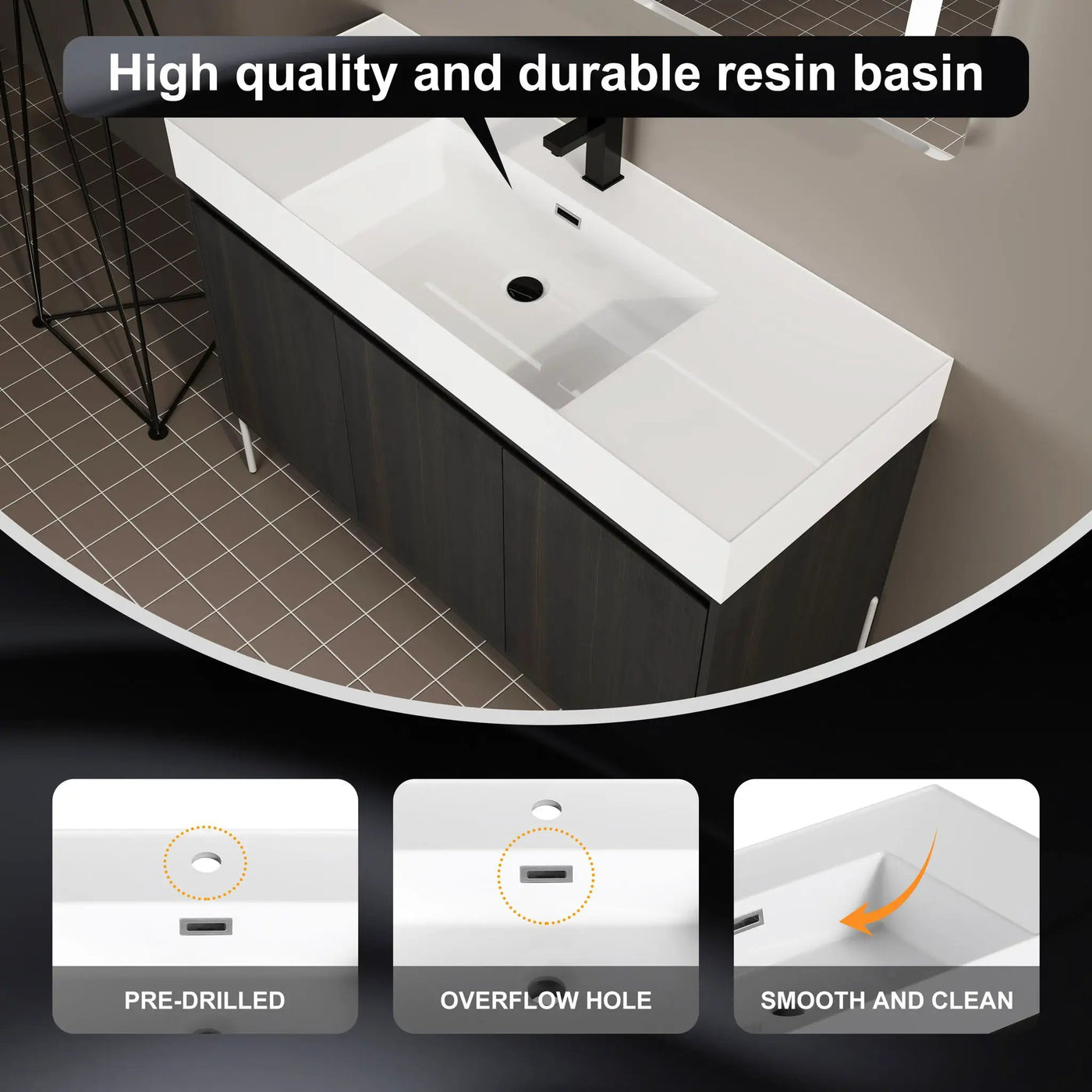 Freestanding Bathroom Vanity With Resin Sink And Storage Cabinet by HouseOfZazla