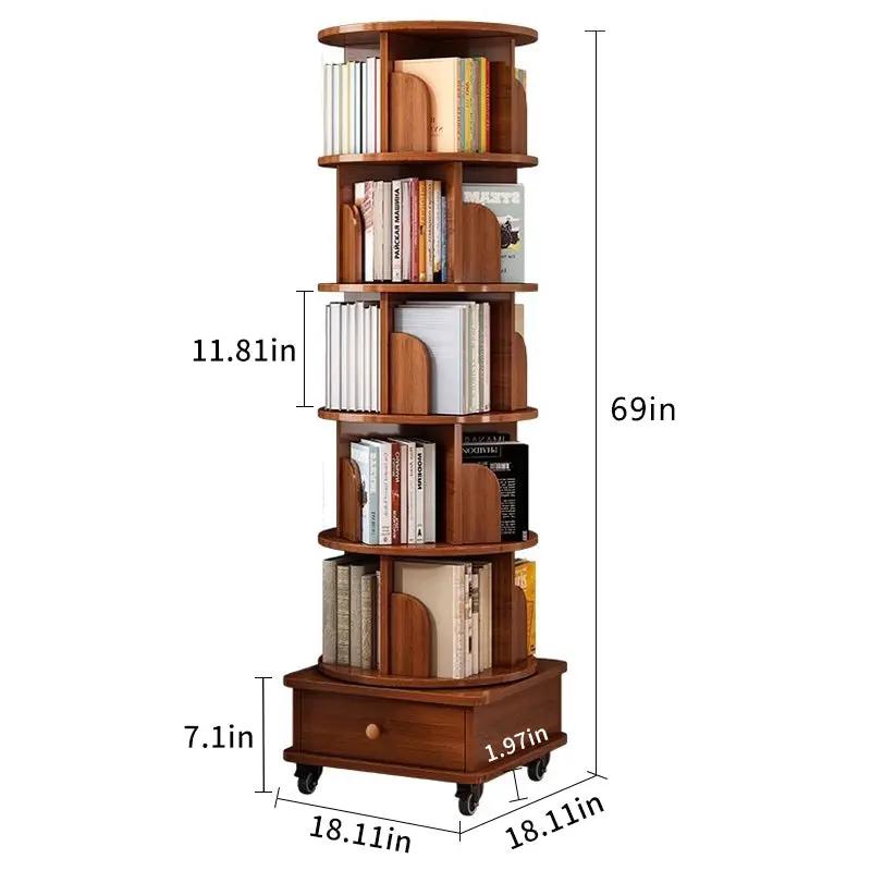 Upgraded Rotating Bookshelf - 360 Display Corner Bookcase by HouseOfZazla
