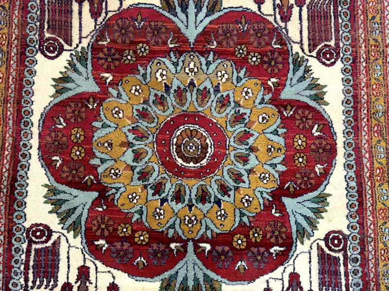Persian Bijar Rug 2.6 x 4, Antique Carpet, Brick Red and Ivory by Jewel Rugs