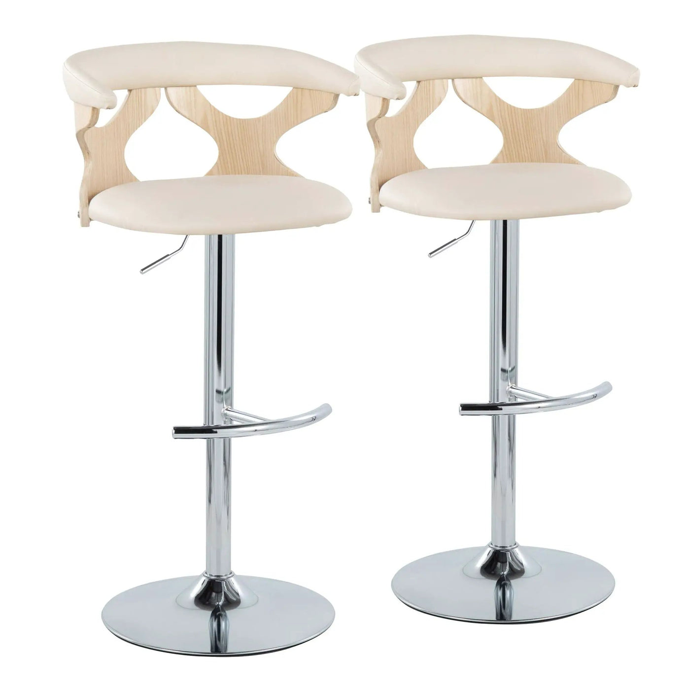 Gardenia - Contemporary Adjustable Barstool & Swivel, Rounded T Footrest (Set of 2) by HouseOfZazla