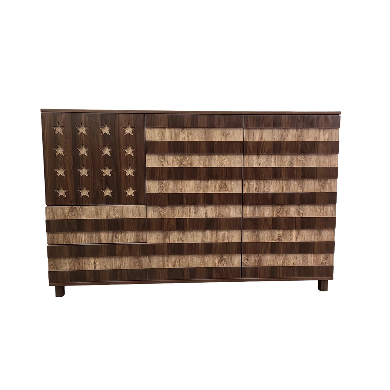 55-Inch Two-Tone Wood Sideboard Buffet Cabinet, Star-Cutout Design, Natural Walnut, photo 2 of 10