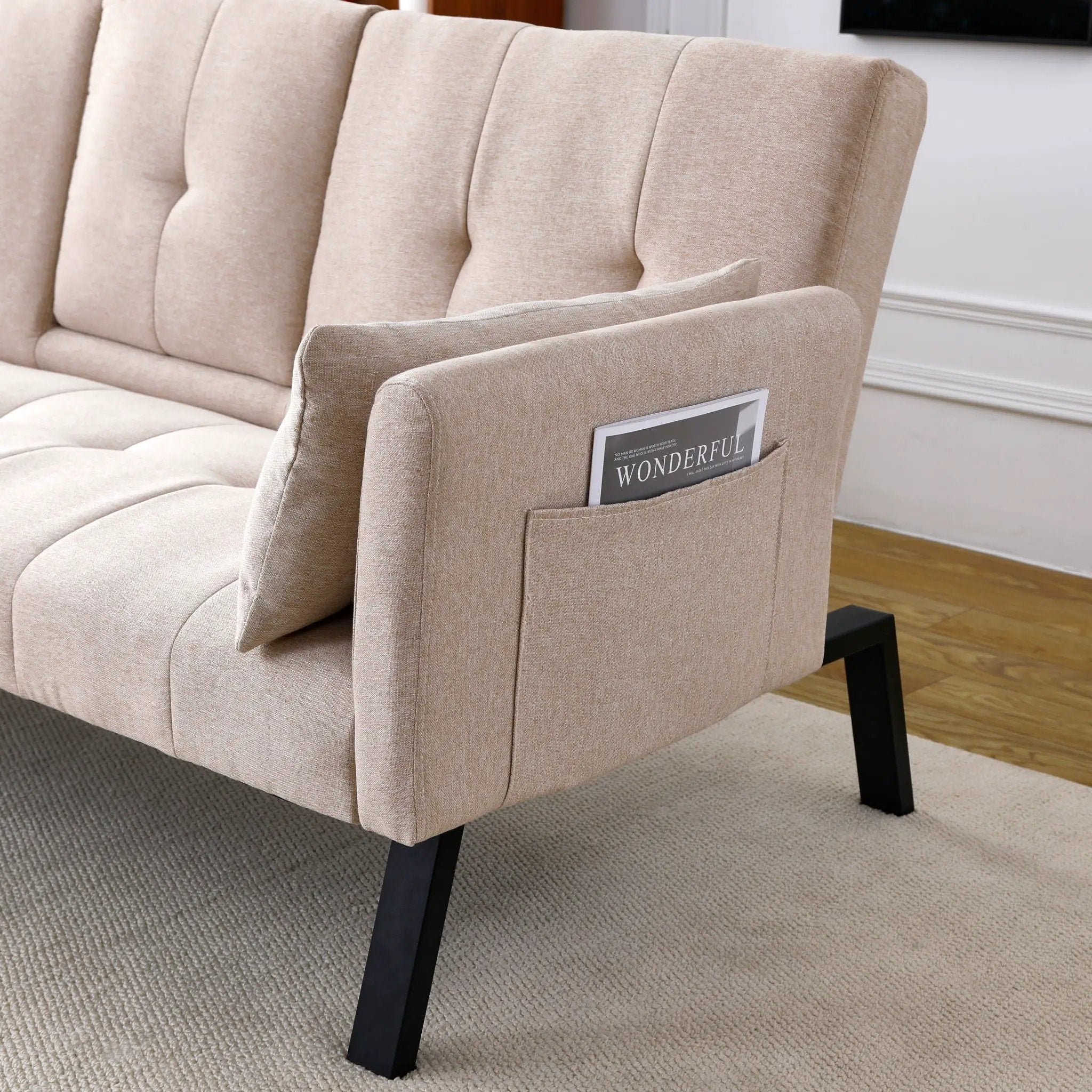 Sofa Bed With Foldable Design And Cup Holder by HouseOfZazla