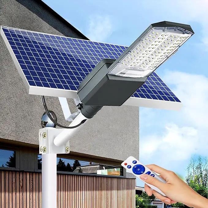 5500W Solar Street Lights Outdoor, IP67 Commercial Parking Lot Light Dusk to Dawn, 7000K Solar Security Flood Lights Solar Led Lamp with Remote Control for Basketball Court, Road, Playground by Outdoor Solar Outlet