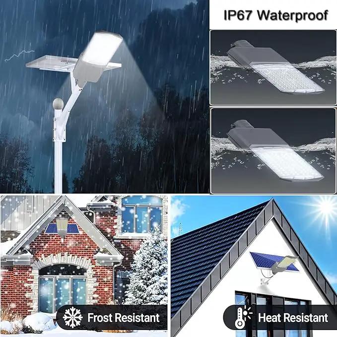 5500W Solar Street Lights Outdoor, IP67 Commercial Parking Lot Light Dusk to Dawn, 7000K Solar Security Flood Lights Solar Led Lamp with Remote Control for Basketball Court, Road, Playground by Outdoor Solar Outlet