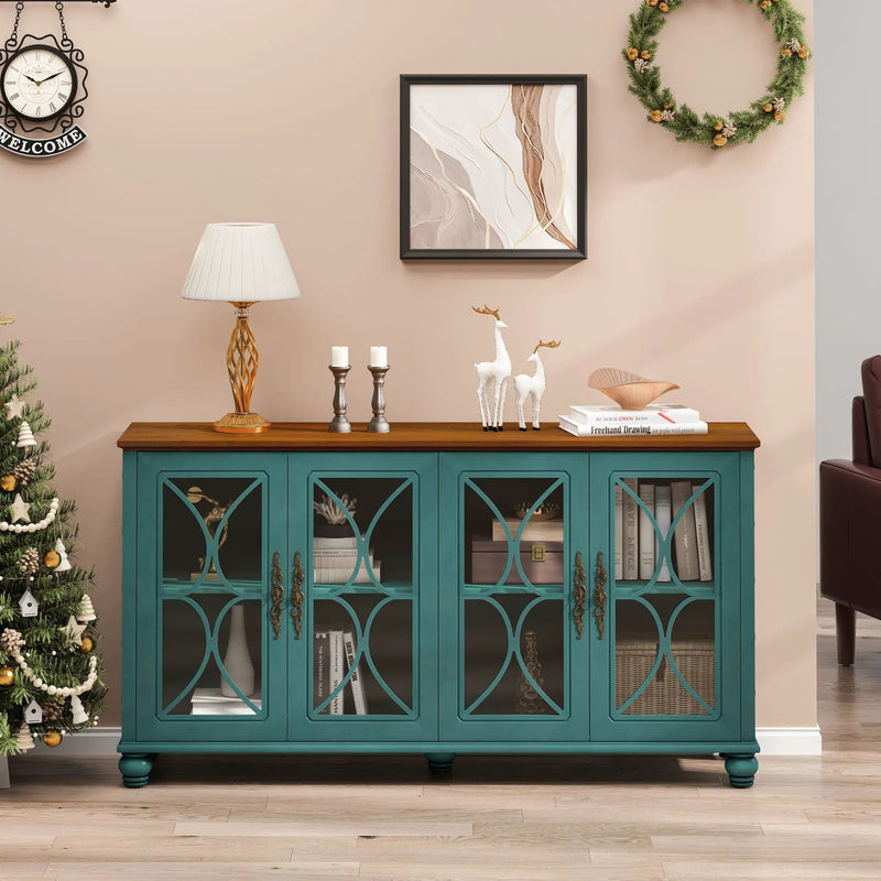 Elegant 4 Door Cabinet With Tempered Glass Doors by HouseOfZazla
