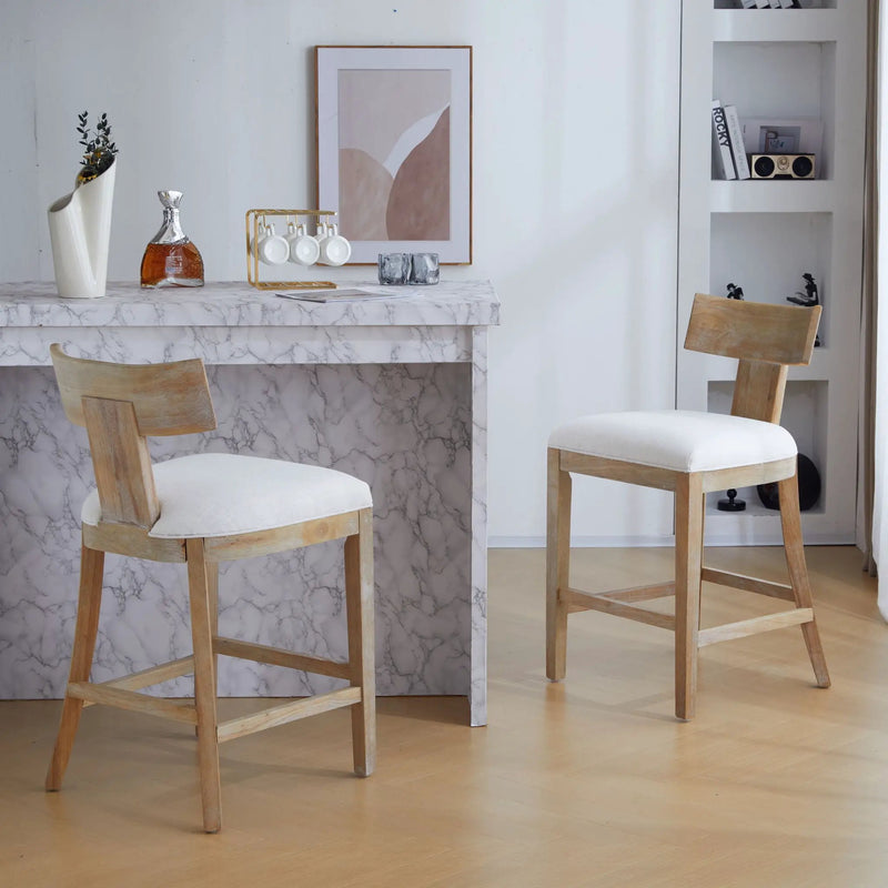 Upholstered Counter Height Bar Stools with Solid Rubber Wood Frame (Set of 2) by HouseOfZazla
