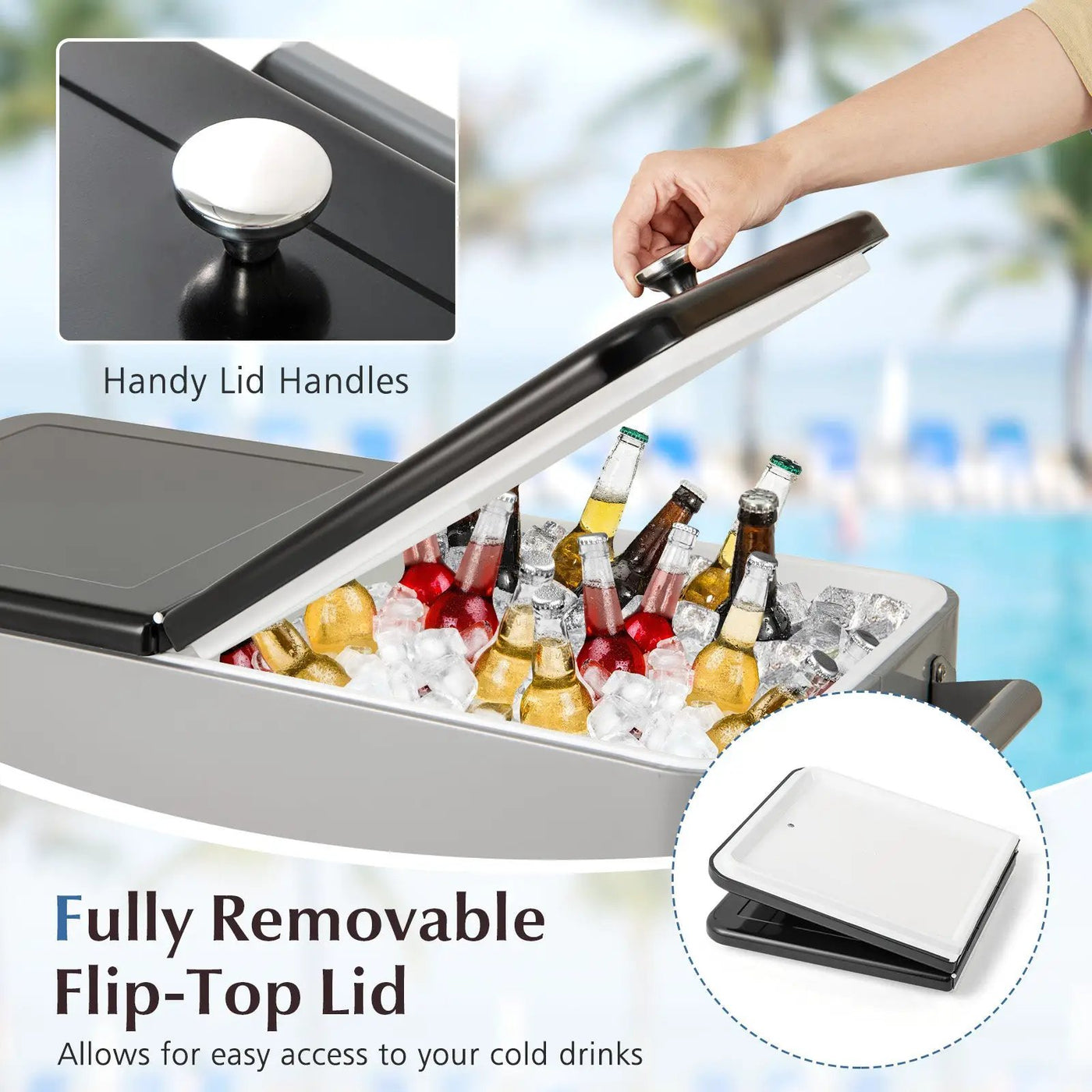 Portable Patio Cooler with Bottom Storage Shelf and Bottle Opener by DirectDeals